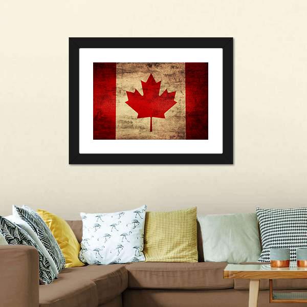 Grunge Canadian Flag Canvas Wall Art-5 Horizontal-Gallery Wrap-22" x 12"-Tiaracle