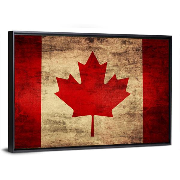 Grunge Canadian Flag Canvas Wall Art-5 Horizontal-Gallery Wrap-22" x 12"-Tiaracle