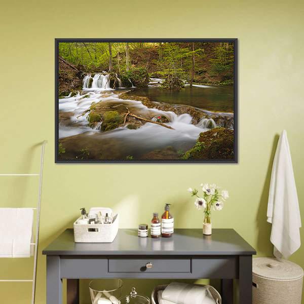 Grza River In Serbia Canvas Wall Art-1 Piece-Floating Frame-24" x 16"-Tiaracle