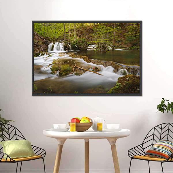 Grza River In Serbia Canvas Wall Art-3 Horizontal-Gallery Wrap-25" x 16"-Tiaracle