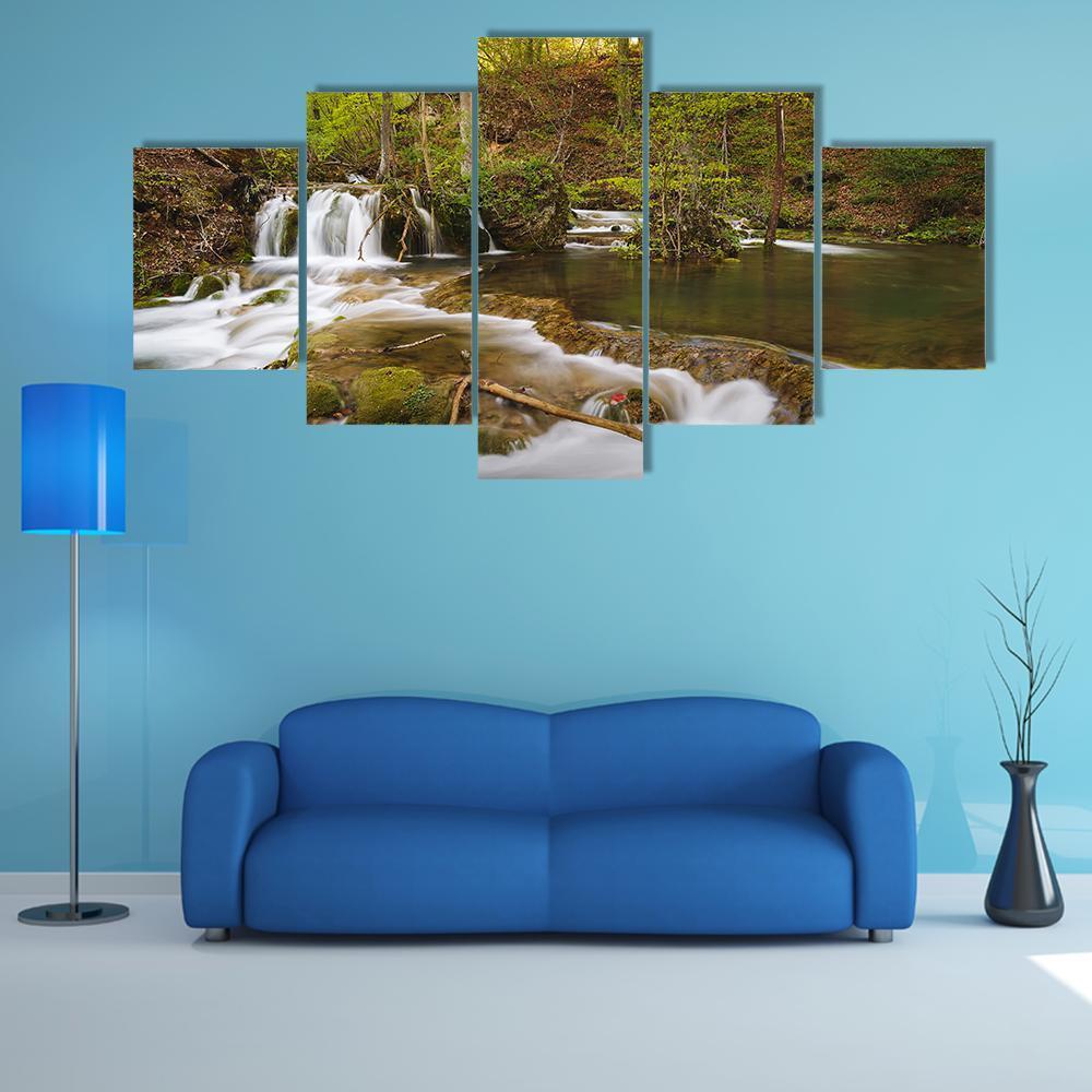 Grza River In Serbia Canvas Wall Art-5 Star-Gallery Wrap-62" x 32"-Tiaracle