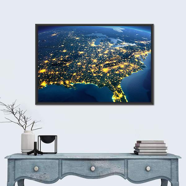 Gulf Of Mexico From Space Canvas Wall Art-1 Piece-Floating Frame-24" x 16"-Tiaracle