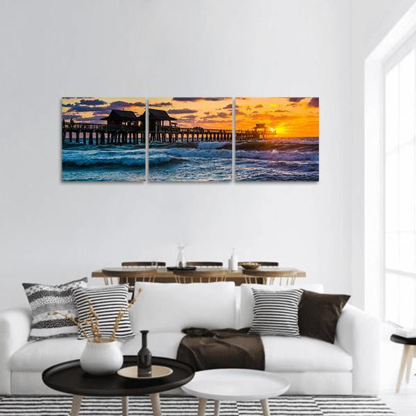 Gulf Of Mexico In Naples Panoramic Canvas Wall Art-3 Piece-25" x 08"-Tiaracle