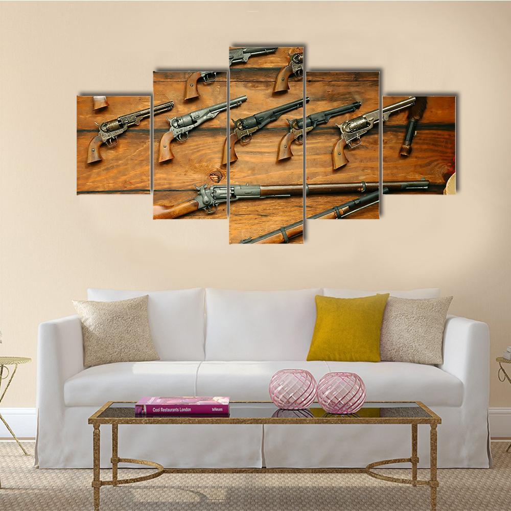 Guns & Rifles Canvas Wall Art-5 Star-Gallery Wrap-62" x 32"-Tiaracle