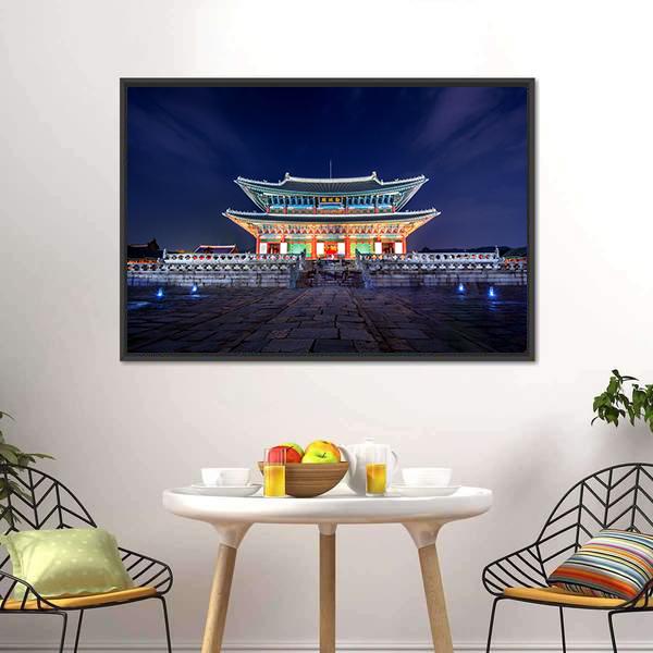 Gyeongbokgung Palace At Night Canvas Wall Art-3 Horizontal-Gallery Wrap-25" x 16"-Tiaracle