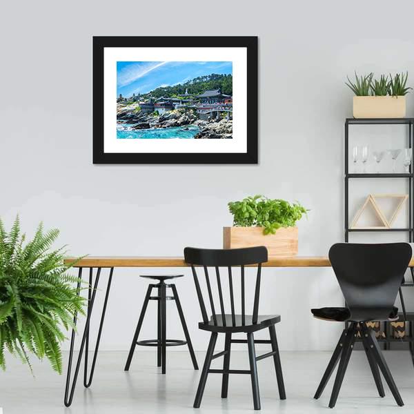 Haedong Yonggungsa Temple Canvas Wall Art-3 Horizontal-Gallery Wrap-25" x 16"-Tiaracle