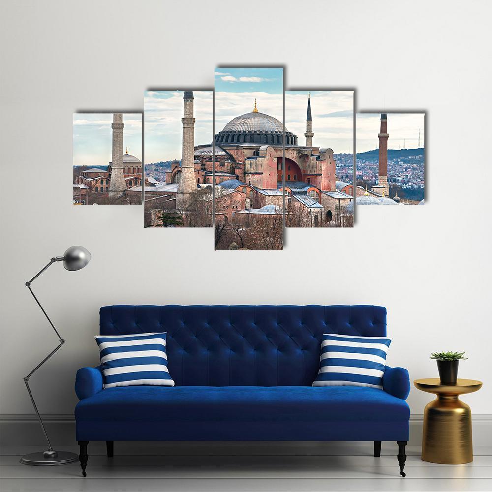 Hagia Sophia Mosque Canvas Wall Art-5 Star-Gallery Wrap-62" x 32"-Tiaracle