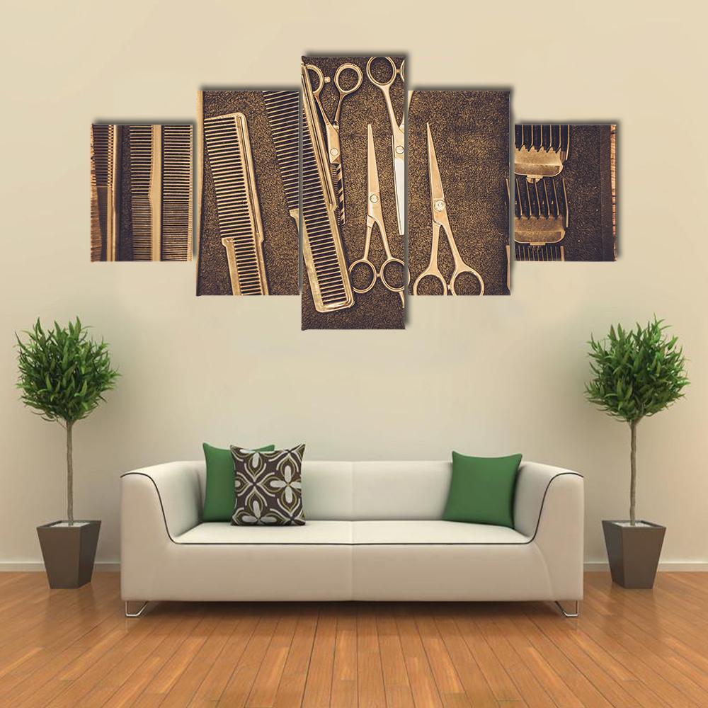 Hairstylist's Accessories Canvas Wall Art-5 Star-Gallery Wrap-62" x 32"-Tiaracle