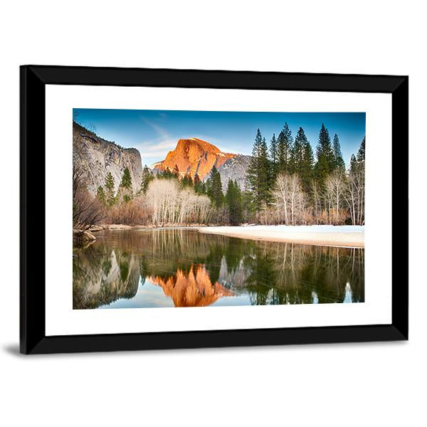 Half Dome In Merced River Canvas Wall Art-3 Horizontal-Gallery Wrap-25" x 16"-Tiaracle