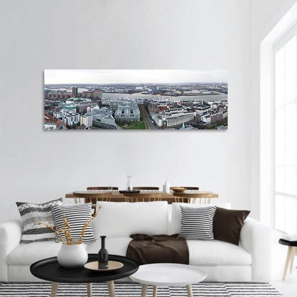 Hamburg City In Germany Panoramic Canvas Wall Art-1 Piece-36" x 12"-Tiaracle