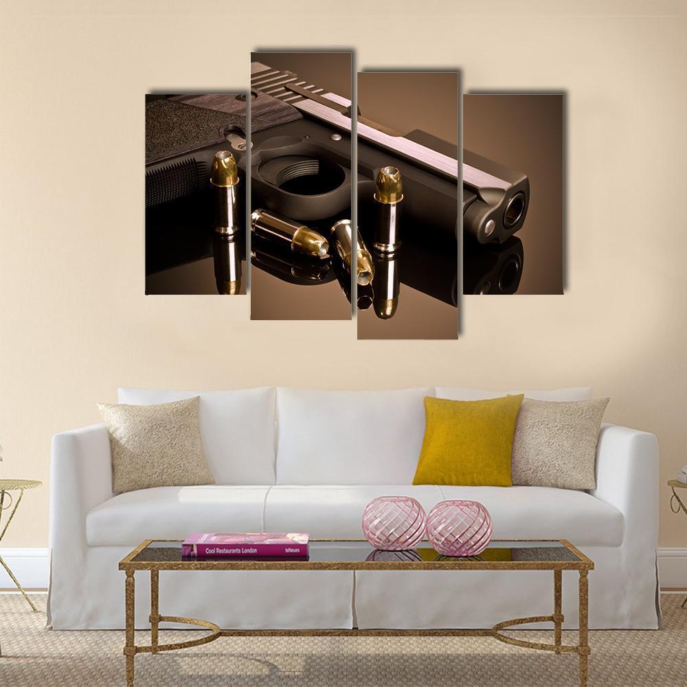 Handgun & Hollow Points Canvas Wall Art-4 Pop-Gallery Wrap-50" x 32"-Tiaracle