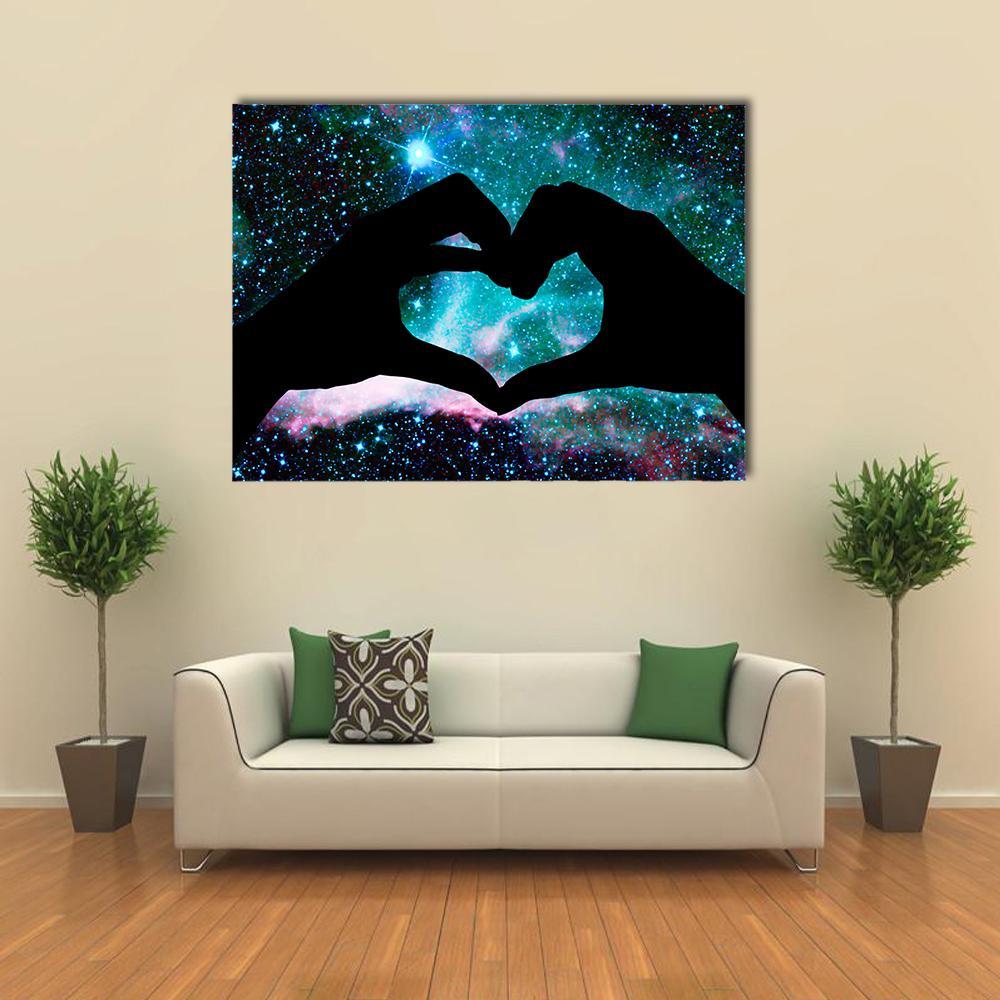 Hands Heart & Starry Sky Canvas Wall Art-1 Piece-Gallery Wrap-36" x 24"-Tiaracle