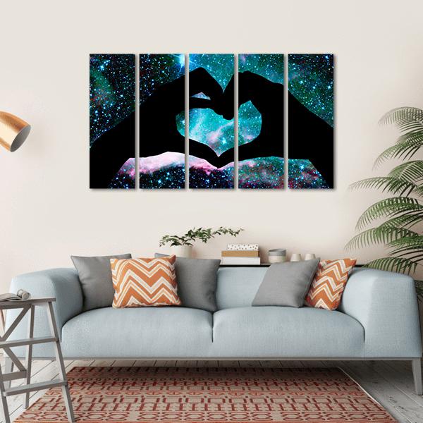 Hands Heart & Starry Sky Canvas Wall Art-5 Horizontal-Gallery Wrap-22" x 12"-Tiaracle