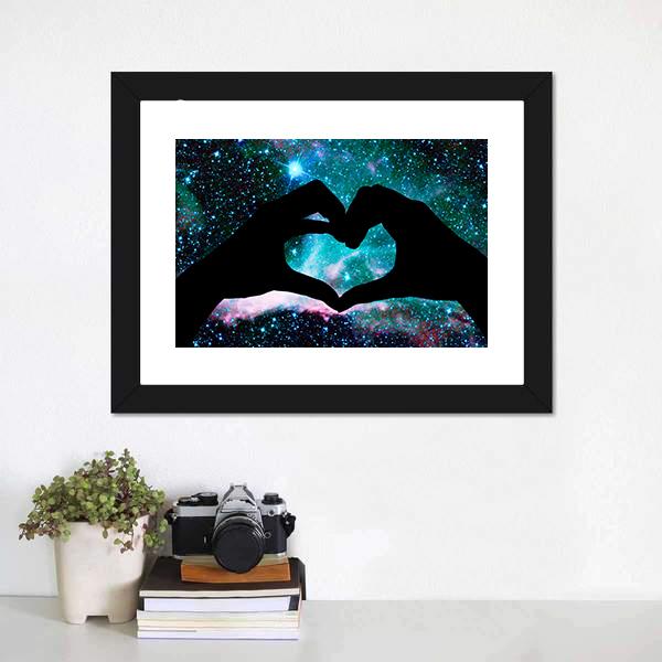 Hands Heart & Starry Sky Panoramic Canvas Wall Art-1 Piece-36" x 12"-Tiaracle