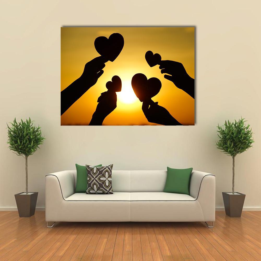 Hands Holding Hearts Canvas Wall Art-1 Piece-Gallery Wrap-36" x 24"-Tiaracle