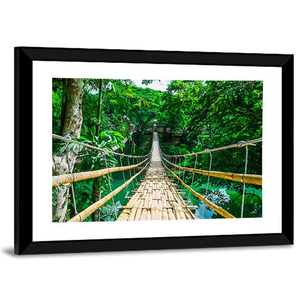 Hanging Bamboo Bridge Canvas Wall Art-3 Horizontal-Gallery Wrap-25" x 16"-Tiaracle