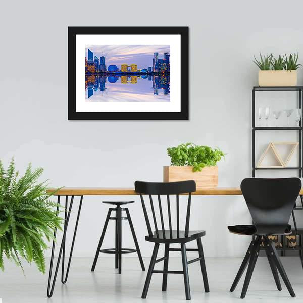 Hangzhou Skyline At Night Canvas Wall Art-5 Horizontal-Gallery Wrap-22" x 12"-Tiaracle