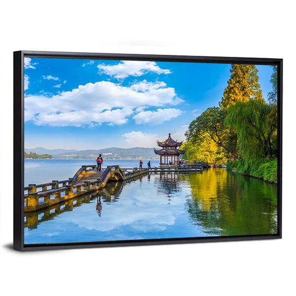 Hangzhou West Lake Canvas Wall Art-3 Horizontal-Gallery Wrap-25" x 16"-Tiaracle