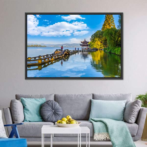 Hangzhou West Lake Canvas Wall Art-3 Horizontal-Gallery Wrap-25" x 16"-Tiaracle