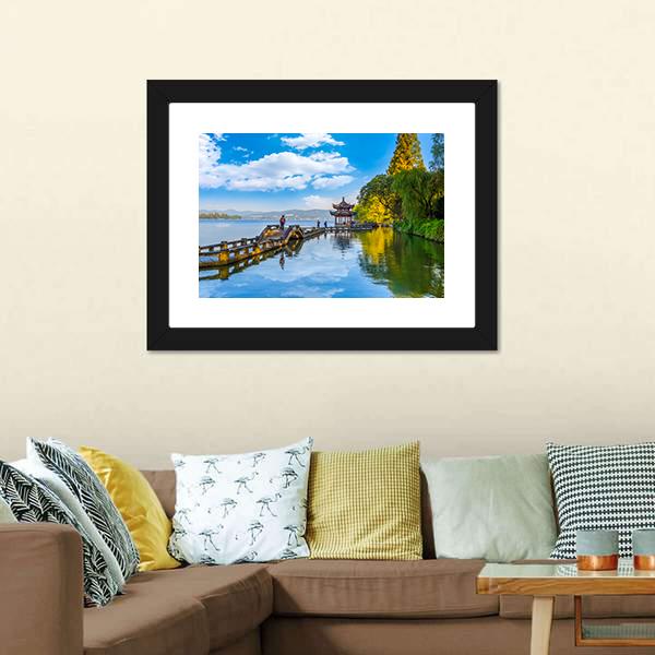 Hangzhou West Lake Canvas Wall Art-3 Horizontal-Gallery Wrap-25" x 16"-Tiaracle