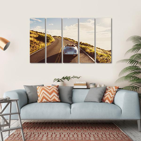 Happy Couple Driving Canvas Wall Art-5 Horizontal-Gallery Wrap-22" x 12"-Tiaracle