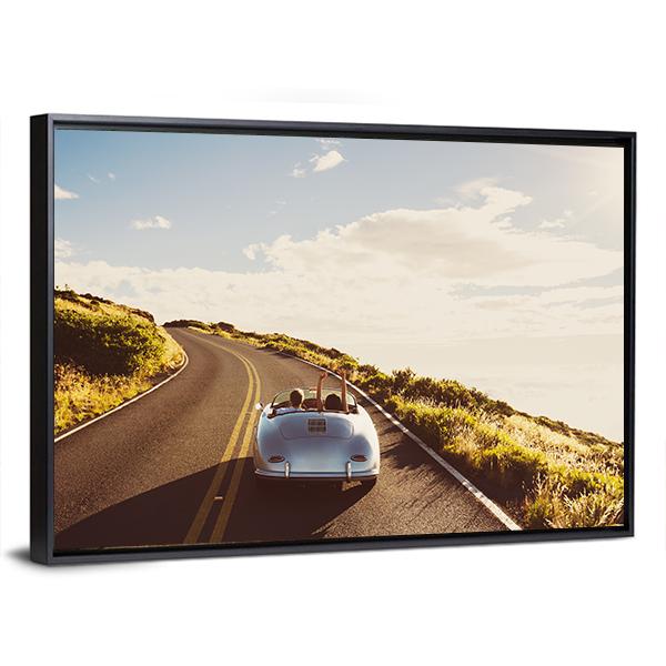 Happy Couple Driving Canvas Wall Art-3 Horizontal-Gallery Wrap-25" x 16"-Tiaracle