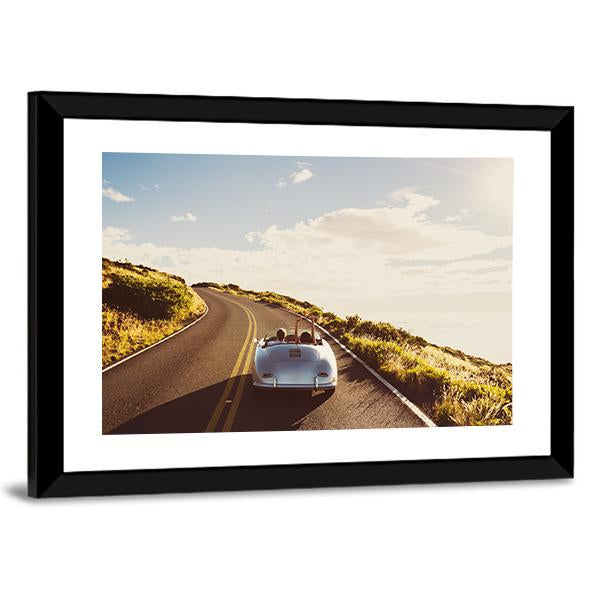 Happy Couple Driving Canvas Wall Art-3 Horizontal-Gallery Wrap-25" x 16"-Tiaracle