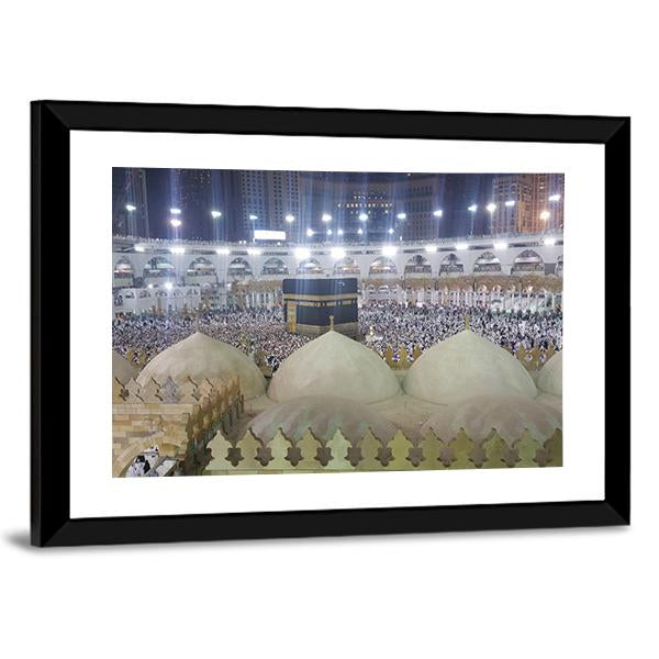 Haram Mosque Mecca Canvas Wall Art-5 Horizontal-Gallery Wrap-22" x 12"-Tiaracle