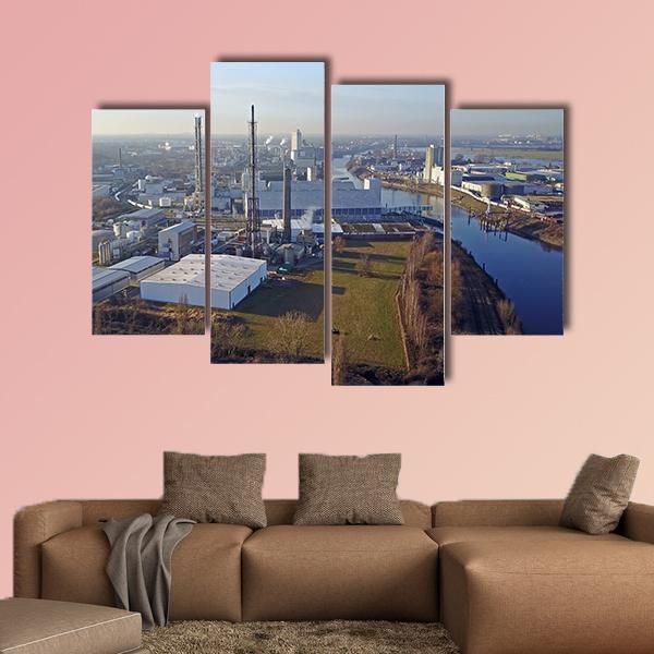 Harbour Of Krefeld Germany Canvas Wall Art-4 Pop-Gallery Wrap-50" x 32"-Tiaracle