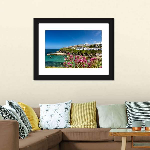 Harbour Of Port Isaac Cornwall Canvas Wall Art-1 Piece-Framed Print-20" x 16"-Tiaracle