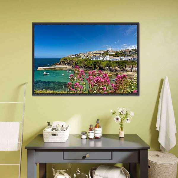 Harbour Of Port Isaac Cornwall Canvas Wall Art-5 Horizontal-Gallery Wrap-22" x 12"-Tiaracle