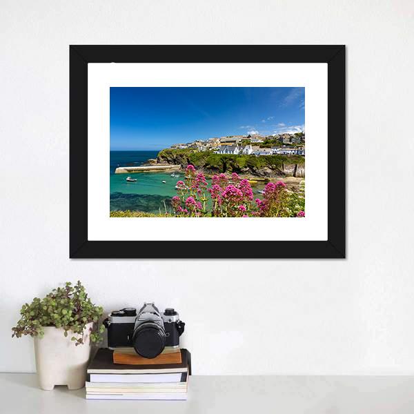 Harbour Of Port Isaac Cornwall Canvas Wall Art-5 Horizontal-Gallery Wrap-22" x 12"-Tiaracle