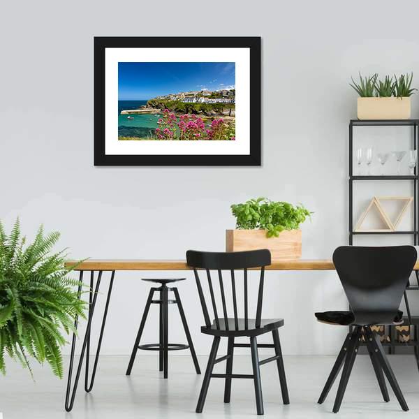 Harbour Of Port Isaac Cornwall Canvas Wall Art-5 Horizontal-Gallery Wrap-22" x 12"-Tiaracle