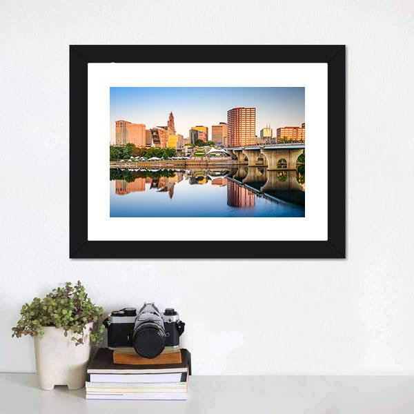 Hartford City Skyline Canvas Wall Art-5 Horizontal-Gallery Wrap-22" x 12"-Tiaracle