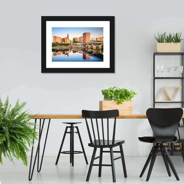 Hartford City Skyline Canvas Wall Art-5 Horizontal-Gallery Wrap-22" x 12"-Tiaracle
