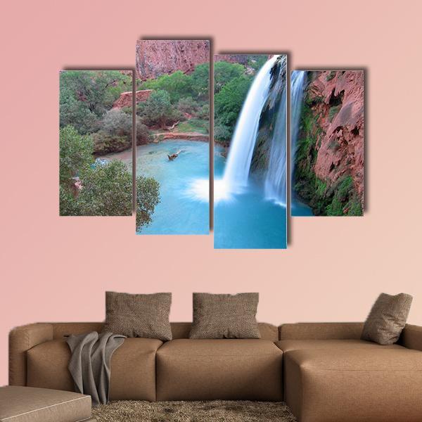 Havasu Falls In Arizona Canvas Wall Art-4 Pop-Gallery Wrap-50" x 32"-Tiaracle