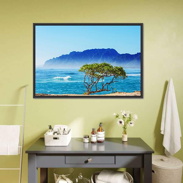 Hawaii Beach Canvas Wall Art-1 Piece-Floating Frame-24" x 16"-Tiaracle