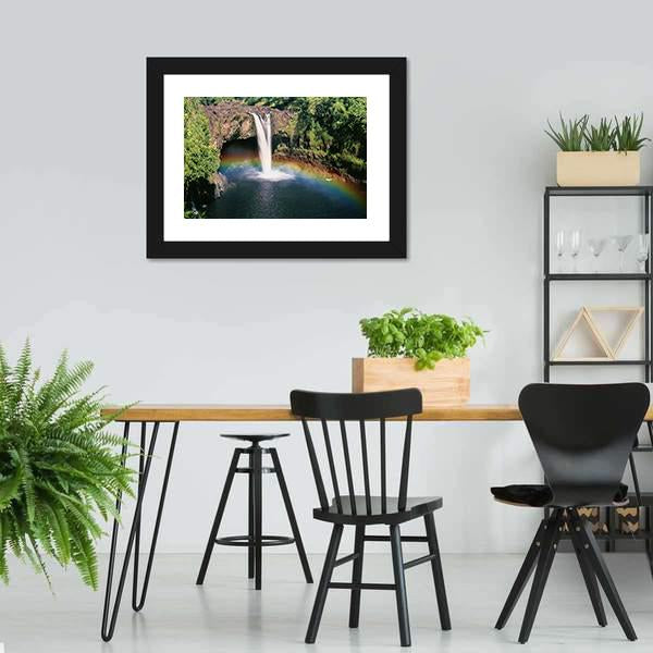 Hawaii Rainbow Falls Vertical Canvas Wall Art-3 Vertical-Gallery Wrap-12" x 25"-Tiaracle