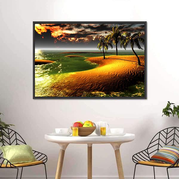 Hawaiian Sunset In Tropical Paradise Canvas Wall Art-3 Horizontal-Gallery Wrap-25" x 16"-Tiaracle