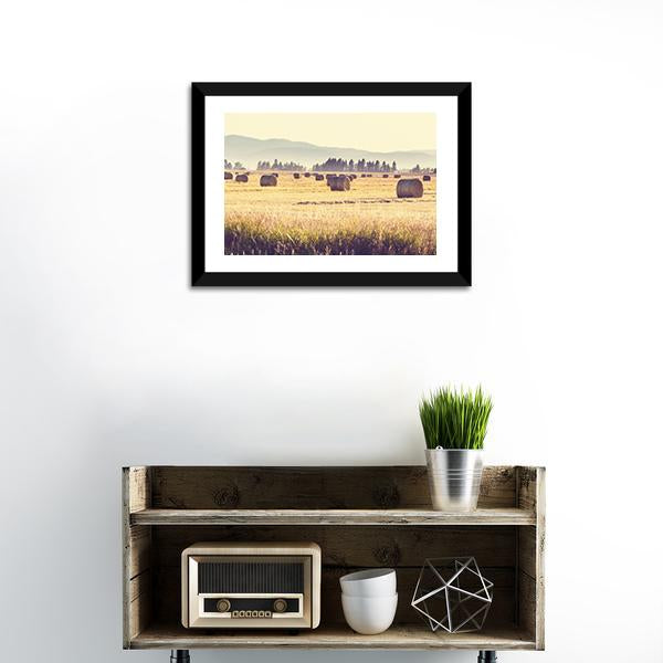 Hay Fields Canvas Wall Art-1 Piece-Framed Print-20" x 16"-Tiaracle