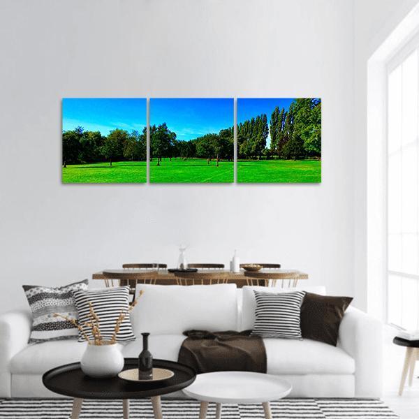 Hayfield In Summer Panoramic Canvas Wall Art-3 Piece-25" x 08"-Tiaracle