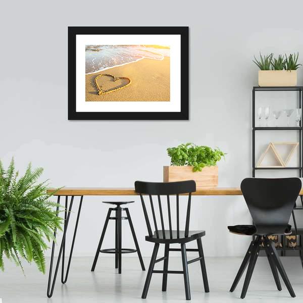 Heart Drawn On Sand Canvas Wall Art-5 Horizontal-Gallery Wrap-22" x 12"-Tiaracle