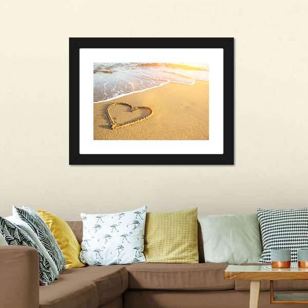 Heart Drawn On Sand Canvas Wall Art-5 Horizontal-Gallery Wrap-22" x 12"-Tiaracle