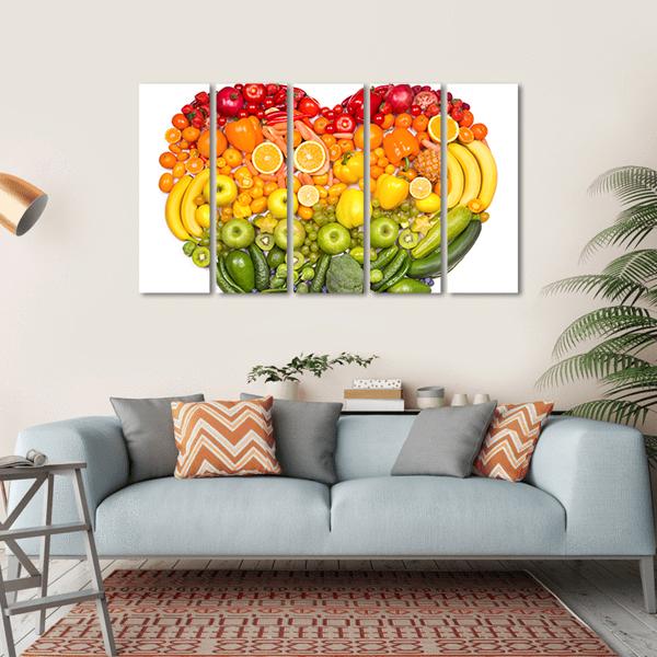 Heart Of Fruits And Vegetables Canvas Wall Art-5 Horizontal-Gallery Wrap-22" x 12"-Tiaracle
