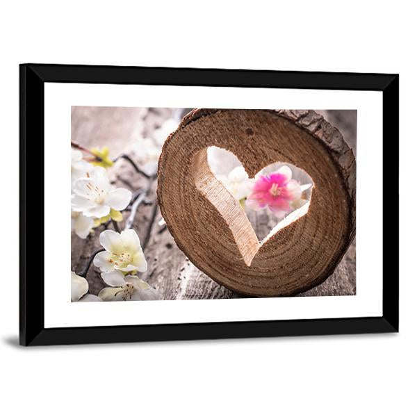 Heart On Rustic Wood Canvas Wall Art-5 Horizontal-Gallery Wrap-22" x 12"-Tiaracle