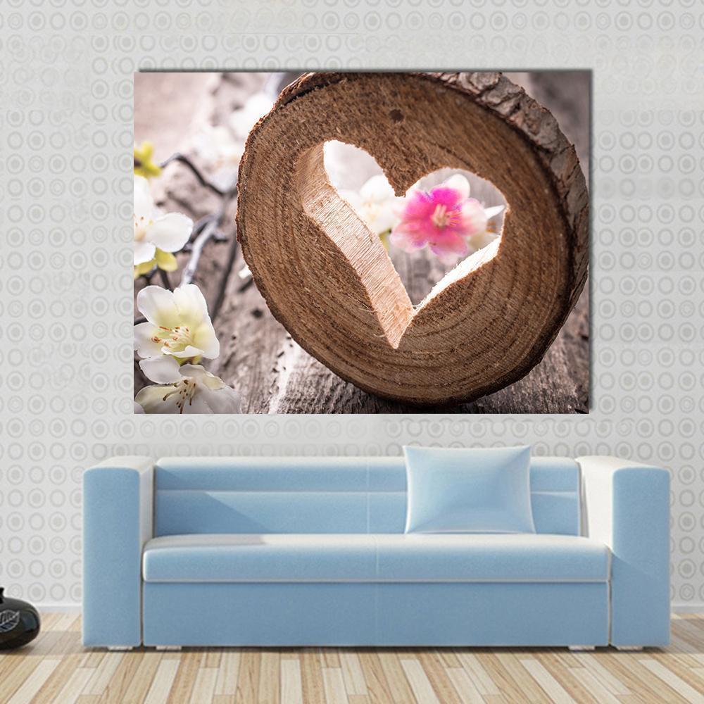 Heart On Rustic Wood Canvas Wall Art-1 Piece-Gallery Wrap-36" x 24"-Tiaracle