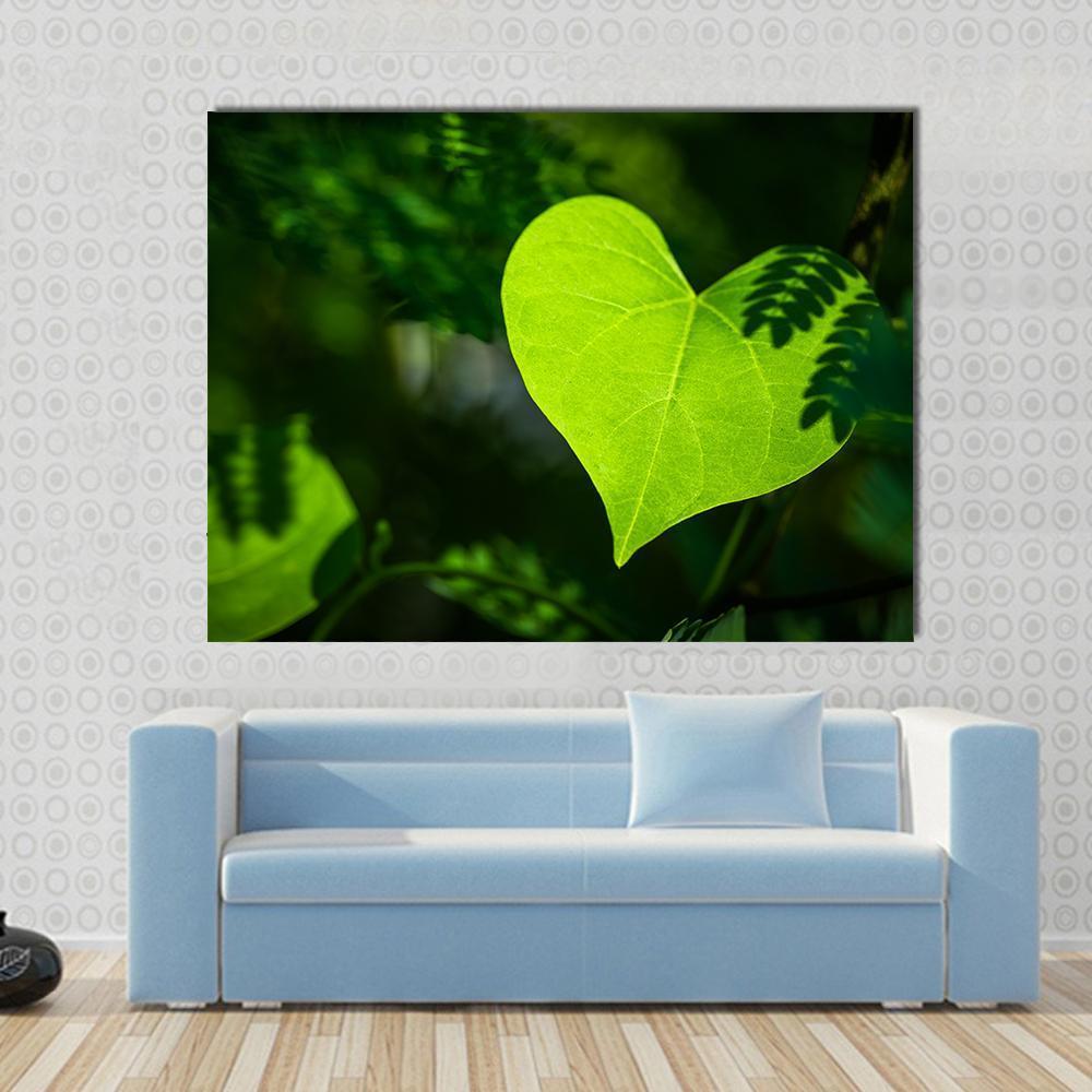 Heart Shape Leaf Canvas Wall Art-1 Piece-Gallery Wrap-36" x 24"-Tiaracle