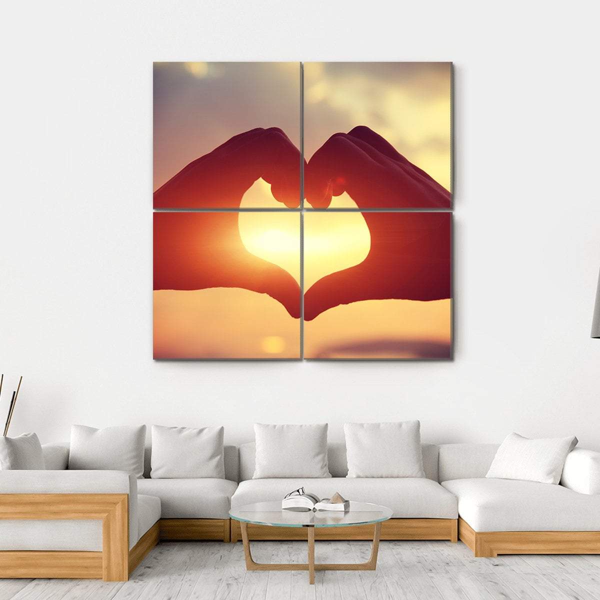 Hands Making Heart Shape Canvas Wall Art-4 Square-Gallery Wrap-17" x 17"-Tiaracle