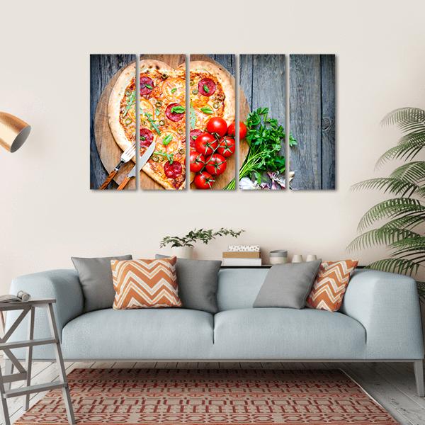 Heart Shaped Pizza Canvas Wall Art-5 Horizontal-Gallery Wrap-22" x 12"-Tiaracle
