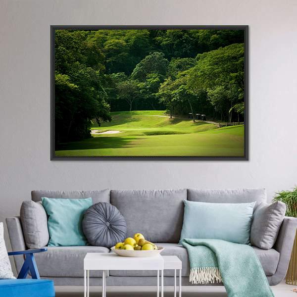 Heavily Forrested Golf Fairway Canvas Wall Art-3 Horizontal-Gallery Wrap-25" x 16"-Tiaracle